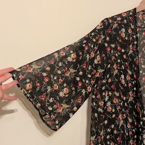 Sheer floral cardigan